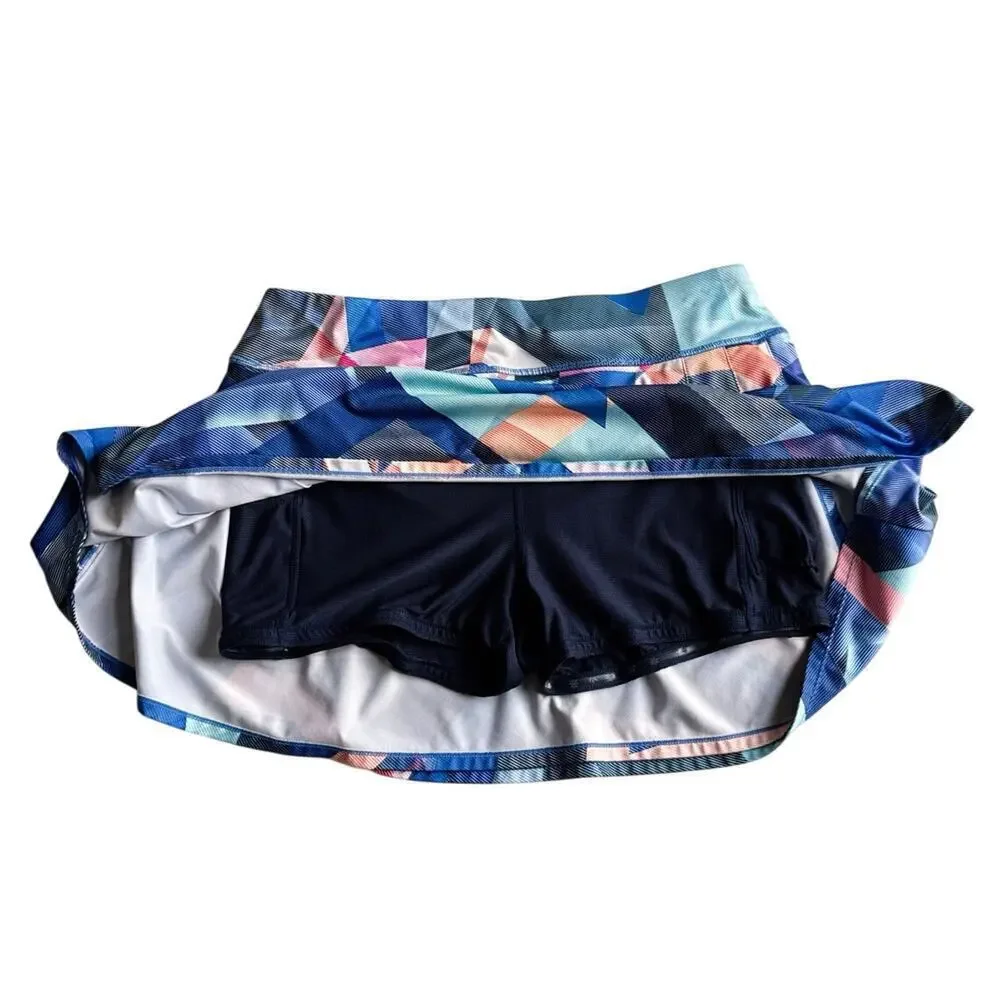 Athleta Womens Electric Geo Sport Skort Skirt Size L Tennis Golf Pickleball